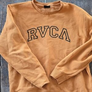 RVCA Men's Crewneck Sweatshirt in Warm Mustard with Black Logo